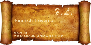 Henrich Levente névjegykártya